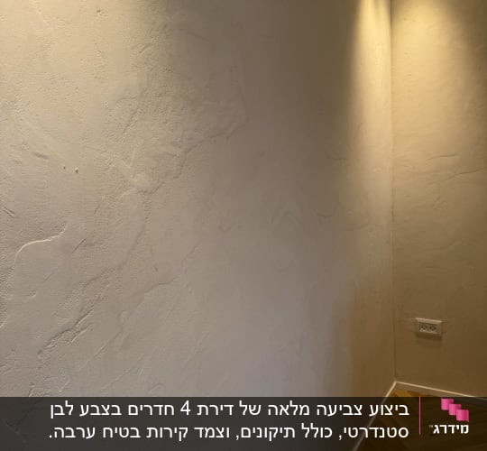 קיר צבוע עם תאורה עליונה ורצפת עץ